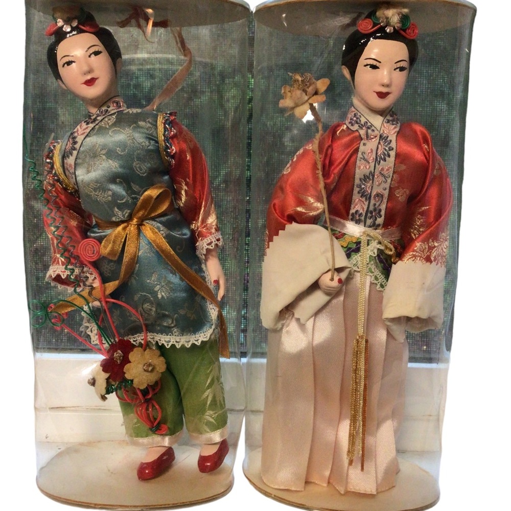 Pair of Vintage Chinese Composite Dolls - NIB
